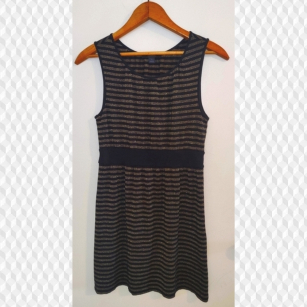 Y2K Express Black and Gold Striped Party Dress Corporate Goth NYE Whimsygoth